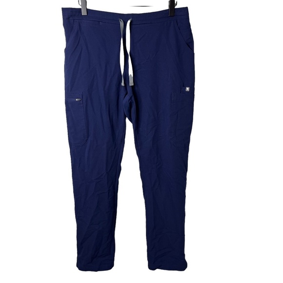 Figs Scrubs Technical Collection Cargo Utility Pants Blue Size Medium 10 Pockets - Picture 2 of 8